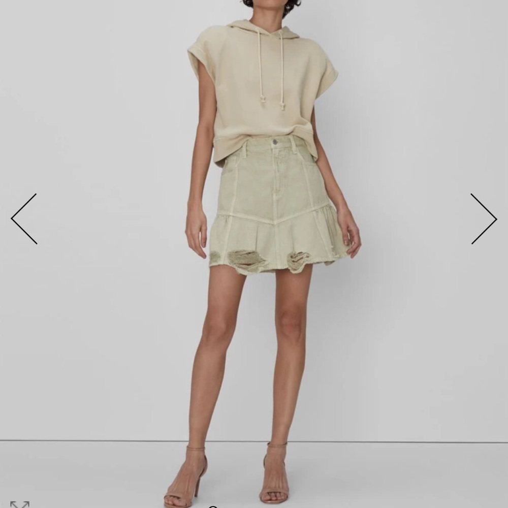 7 For All Mankind PEPLUM MINI SKIRT IN SOFT OLIVE Size 25 NWT